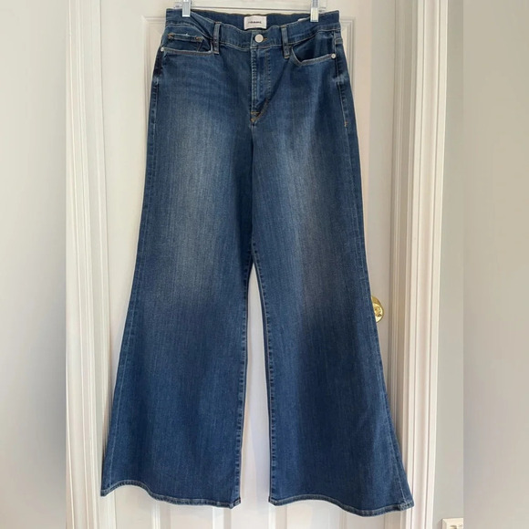 FRAME Le Palazzo High Rise Wide Leg Jeans In Orlena Size 33 - Picture 3 of 14